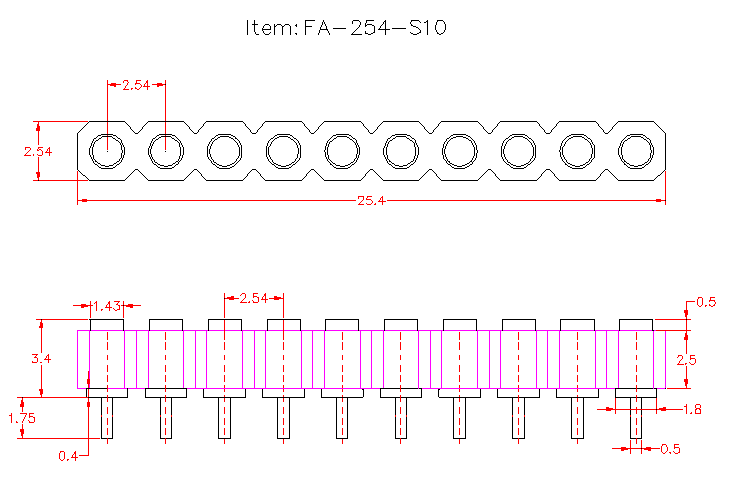 10pin female pogo pin